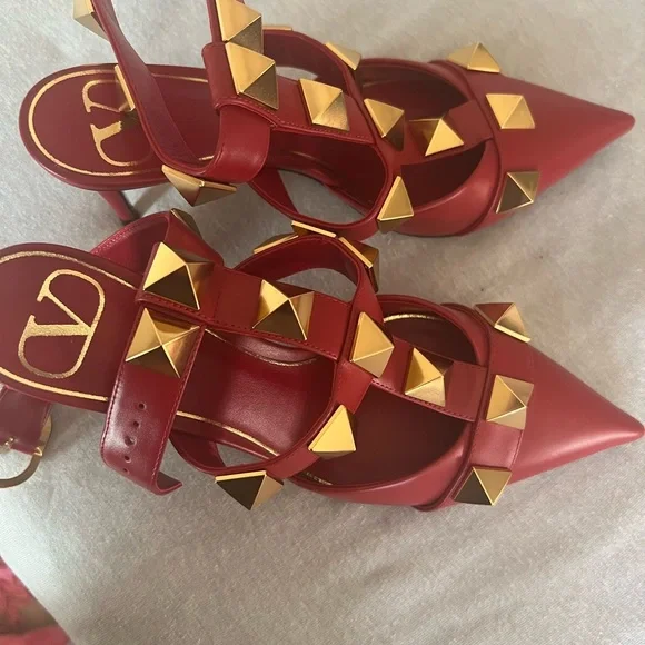 Valentino Red Studded Heels - Picture 14 of 16